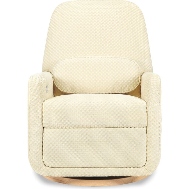 Arc Electronic Recliner & Swivel Glider With USB Port, Velvet Checker & Ivory Velvet Checker With Light Wood Base - Glider - 3