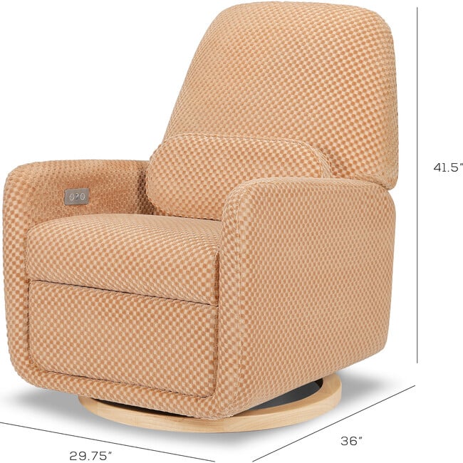 Arc Electronic Recliner & Swivel Glider With USB Port, Velvet Checker & Canyon Velvet Checker With Light Wood Base - Glider - 5