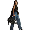 Women's Windowpane High Rise Straight Leg Washed Jeans, Blue - Jeans - 4