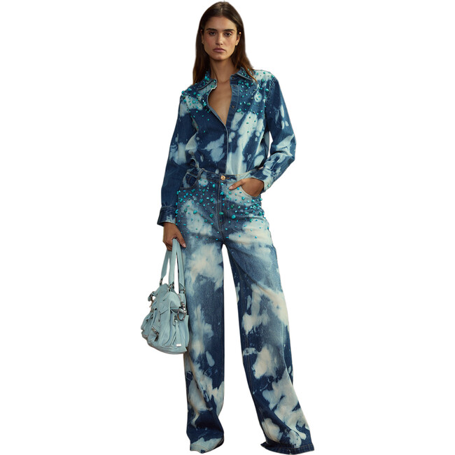 Women's Turquoise Stone Button-Up Shirt, Blue