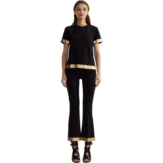 Women's Slip Fit Cropped Pants, Black & Gold