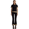 Women's Slip Fit Cropped Pants, Black & Gold - Pants - 1 - thumbnail