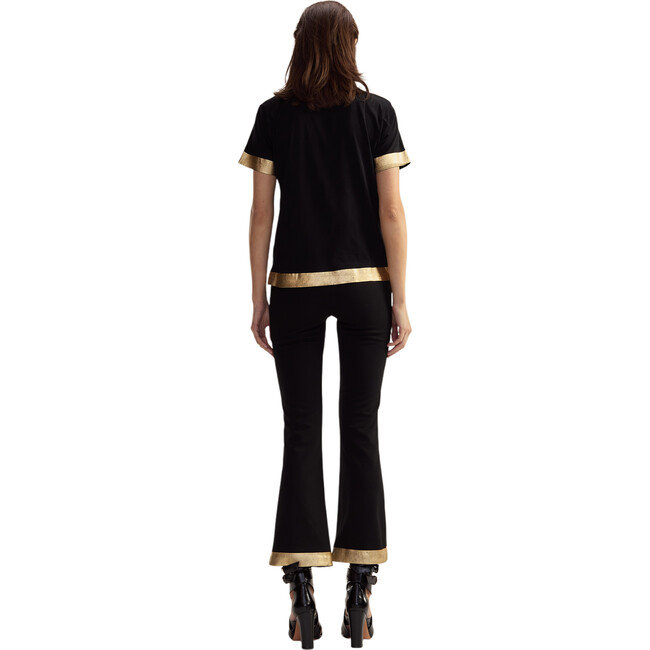 Women's Slip Fit Cropped Pants, Black & Gold - Pants - 2