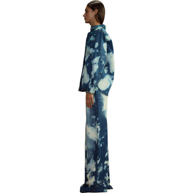 Women's Turquoise Stone Button-Up Shirt, Blue - Shirts - 3