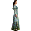 Women's Silk Wide Neck Ruffle Hem Maxi Dress, Blue - Dresses - 3