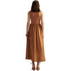 Women's Silk Lycra Combo Zipped Dress, Beige - Dresses - 2