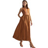 Women's Silk Lycra Combo Zipped Dress, Beige - Dresses - 4