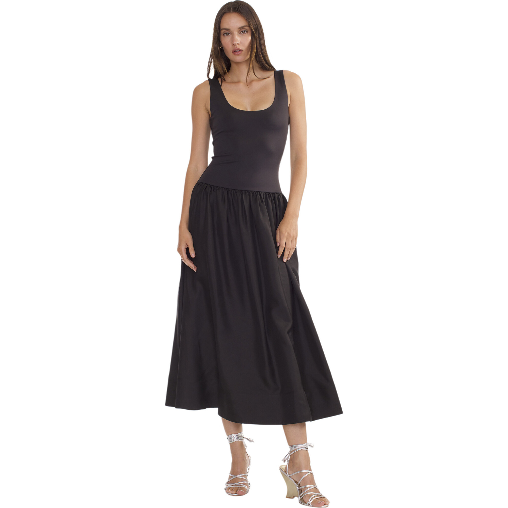 green emerald velvet dress Ana Silk Drop Waist Dress  ECOFORIA