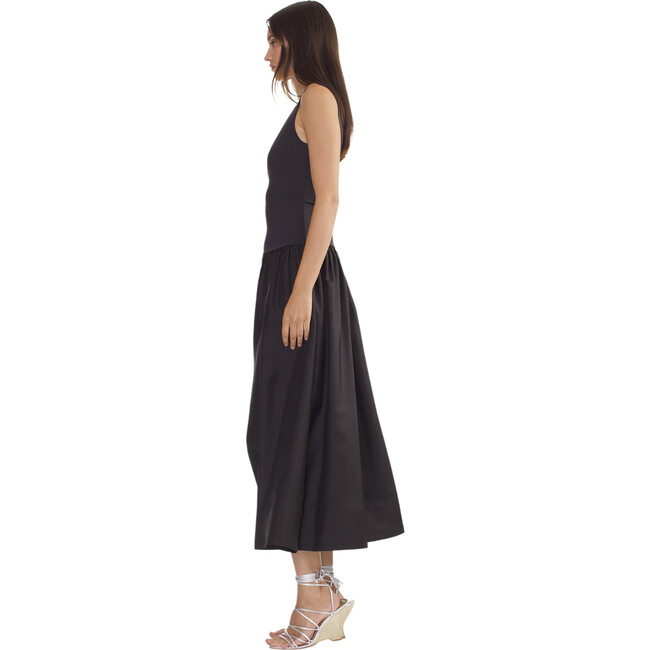 Women's Silk Lycra Combo Dropwaist Dress, Black - Dresses - 3