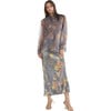 Women's Floral Silk Lame A-Line Skirt, Grey - Skirts - 4