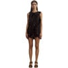 Women's Embellished Silk Mini Dress, Black - Dresses - 1 - thumbnail