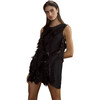 Women's Embellished Silk Mini Dress, Black - Dresses - 4