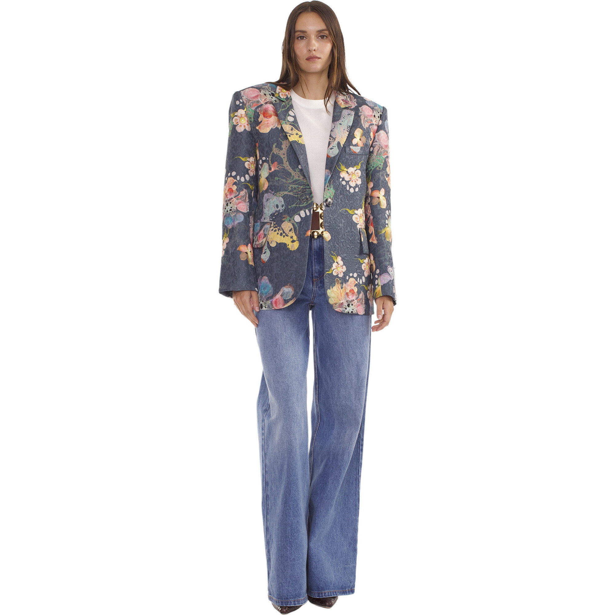 Women's Claude Brocade Blazer, Grey - Blazers & Sport Coats - 1