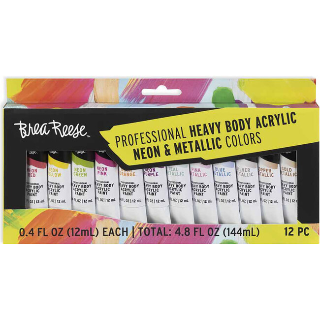 Professional Heavy Body Acrylic: Neon & Metallic - 12ct