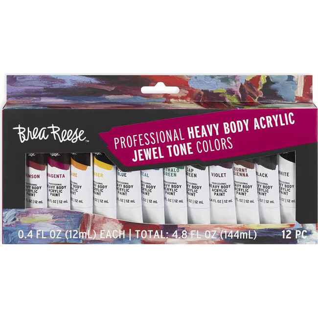 Professional Heavy Body Acrylics: Jewel Tone Colors - 12ct