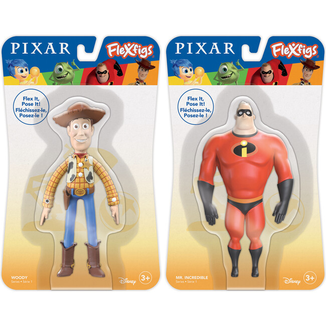 FleXfigs: Pixar Woody & Mr. Incredible - 2 Character Pack - Role Play Toys - 2