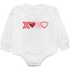 XOXO Sequin Patch Valentine's Day Long Sleeve Romper, White - Rompers - 1 - thumbnail