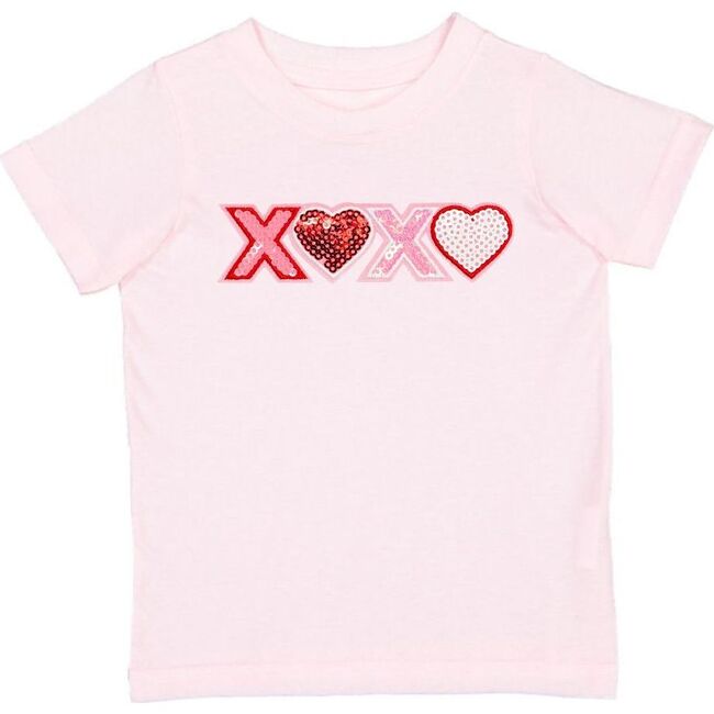 XOXO Sequin Patch Valentine's Day Short Sleeve T-Shirt, Ballet