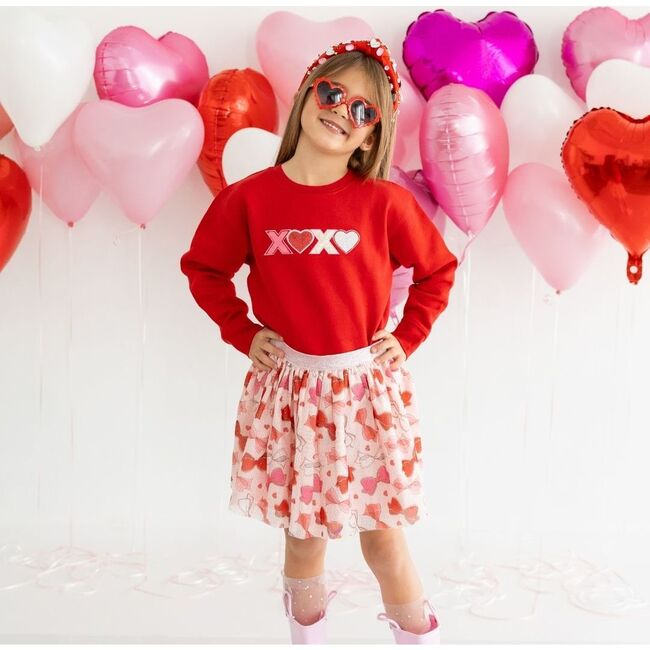 XOXO Sequin Patch Valentine's Day Sweatshirt, Red - Sweatshirts - 2