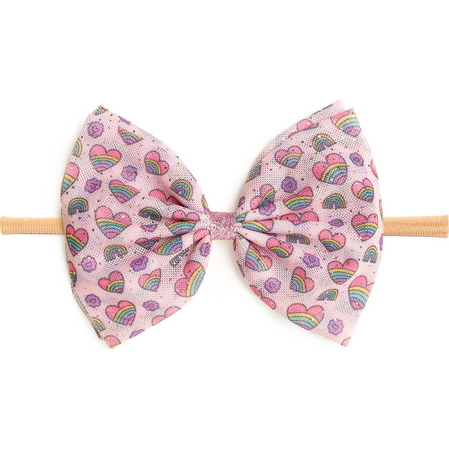 Rainbow Heart Tulle Bow Baby Headband, Multi