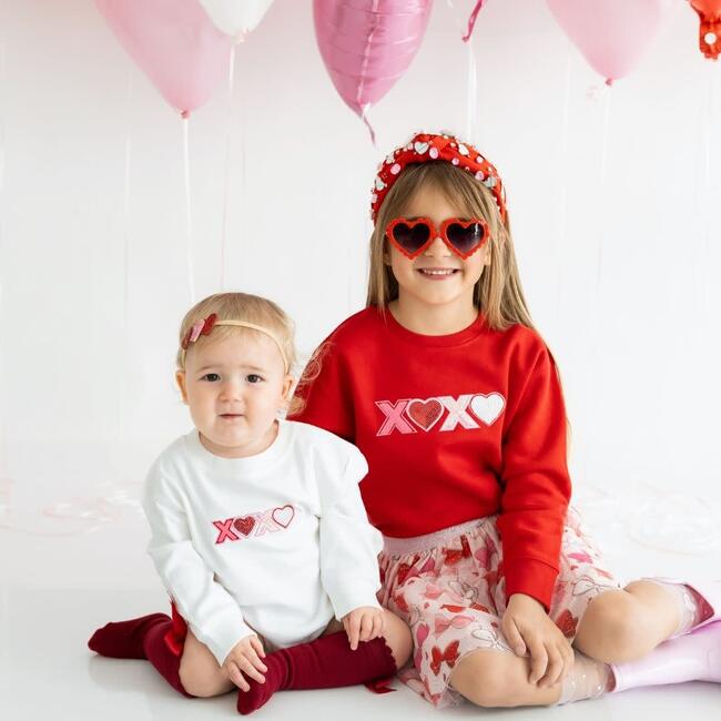 XOXO Sequin Patch Valentine's Day Sweatshirt, Red - Sweatshirts - 4