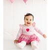 Pink Petal Valentine's Day Long Sleeve Tutu Bodysuit, Pink - Dresses - 2