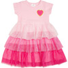 Pink Petal Valentine's Day Short Sleeve Tutu Dress, Pink - Dresses - 1 - thumbnail