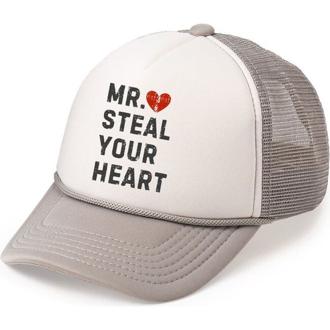 Mr. Steal Your Heart Valentine's Day Trucker Hat, Grey