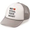 Mr. Steal Your Heart Valentine's Day Trucker Hat, Grey - Hats - 1 - thumbnail