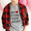 Mr. Steal Your Heart Valentine's Day Short Sleeve T-Shirt, Grey - T-Shirts - 3