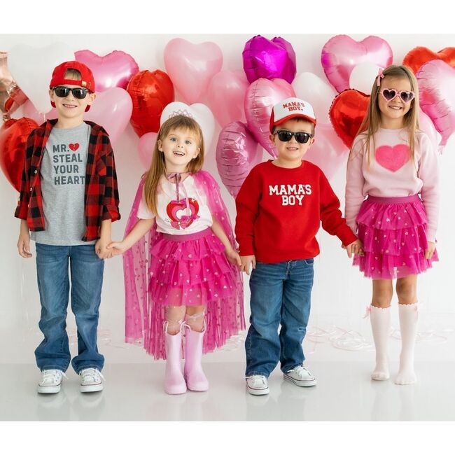 Pink Glitter Heart Valentine's Day Cape, Pink - Costume Accessories - 5