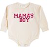 Mama's Boy Patch Valentine's Day Long Sleeve Romper, Natural - Rompers - 1 - thumbnail