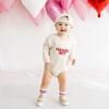 Mama's Boy Patch Valentine's Day Long Sleeve Romper, Natural - Rompers - 2