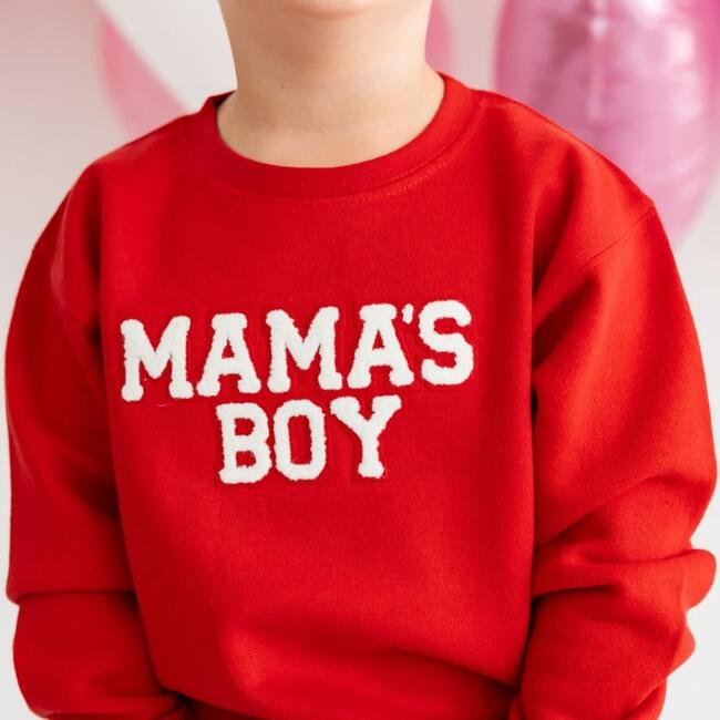 Mama's Boy Patch Valentine's Day Sweatshirt, Red - Sweatshirts - 3