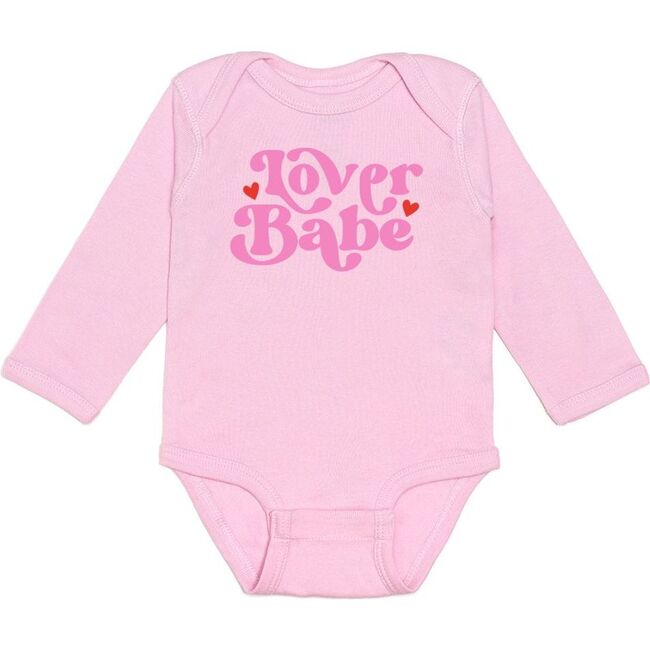 Lover Babe Valentine's Day Long Sleeve Bodysuit, Pink