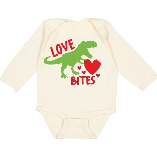 Love Bites Valentine's Day Long Sleeve Bodysuit, Natural