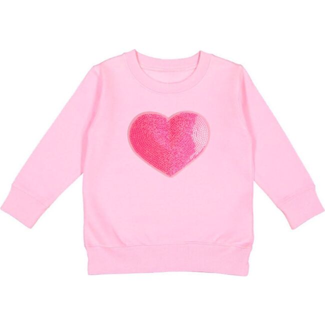 Heart Sequin Patch Valentine's Day Sweatshirt, Pink