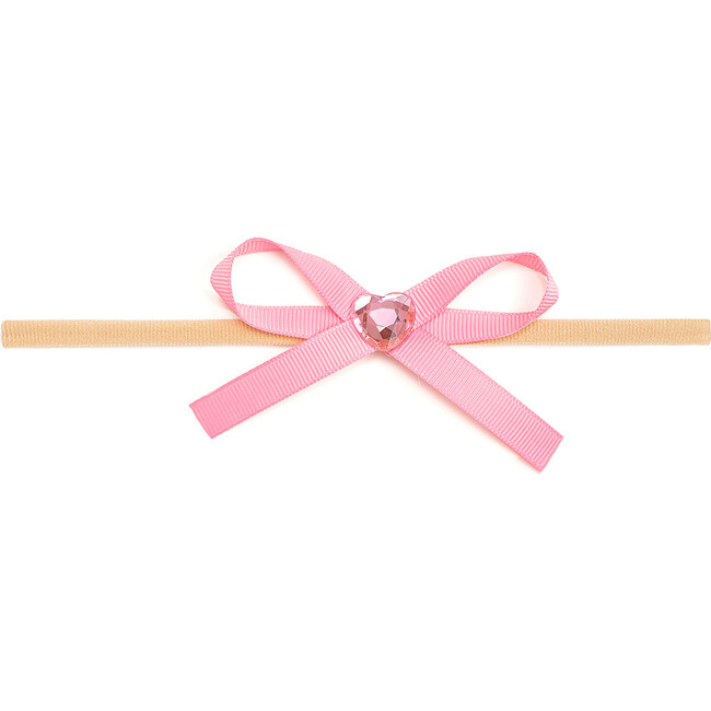 Dainty Heart Bow Valentine's Day Baby Headband, Pink