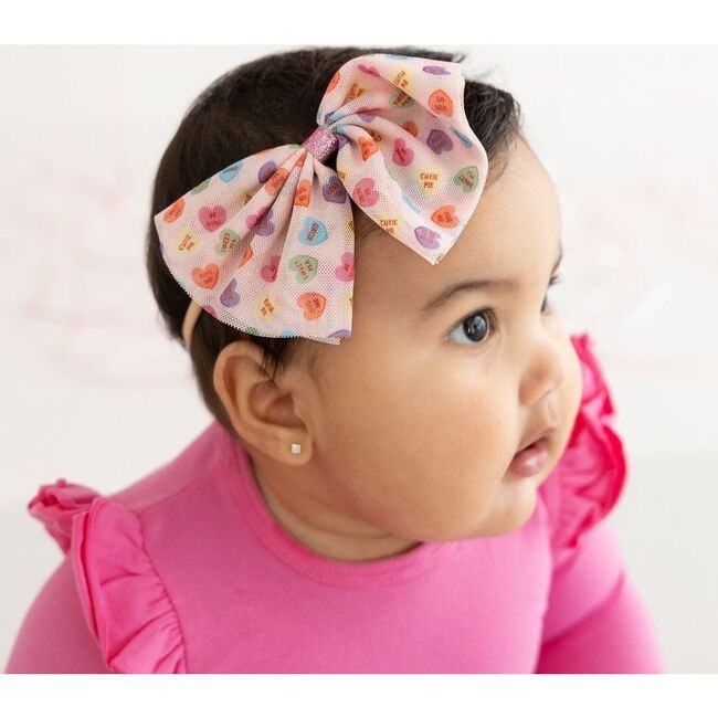 Candy Hearts Valentine's Day Tulle Bow Baby Headband, Multi - Hair Accessories - 3