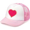 Bright Pink Heart Patch Valentine's Day Trucker Hat, Pink - Hats - 1 - thumbnail