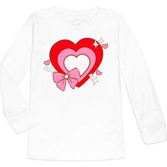 Bow Love Valentine's Day Long Sleeve Shirt, White