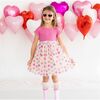 Candy Hearts Valentine's Day Short Sleeve Tutu Dress, Pink - Dresses - 2