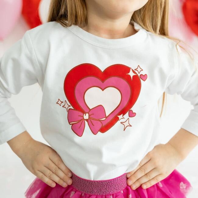 Bow Love Valentine's Day Long Sleeve Shirt, White - Shirts - 3