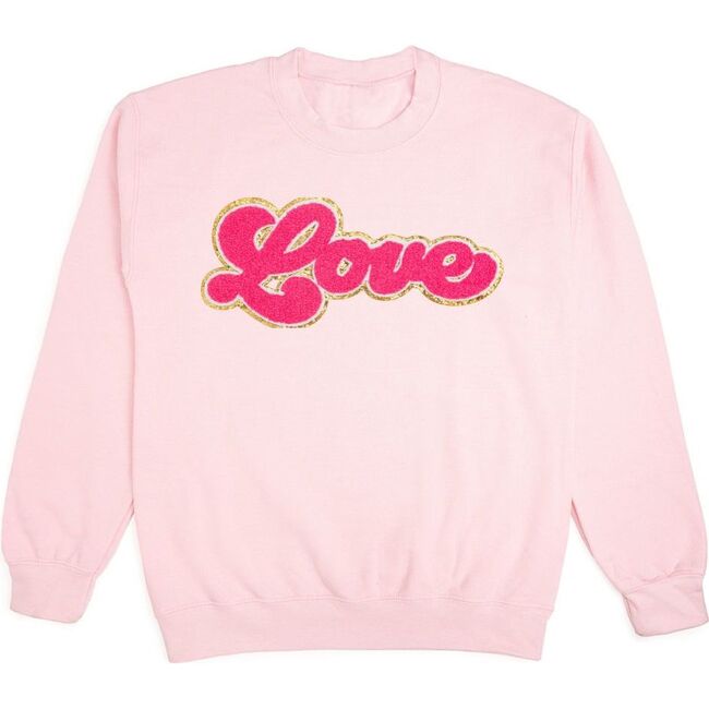 Love Script Patch Valentine's Day Adult Sweatshirt, Pink