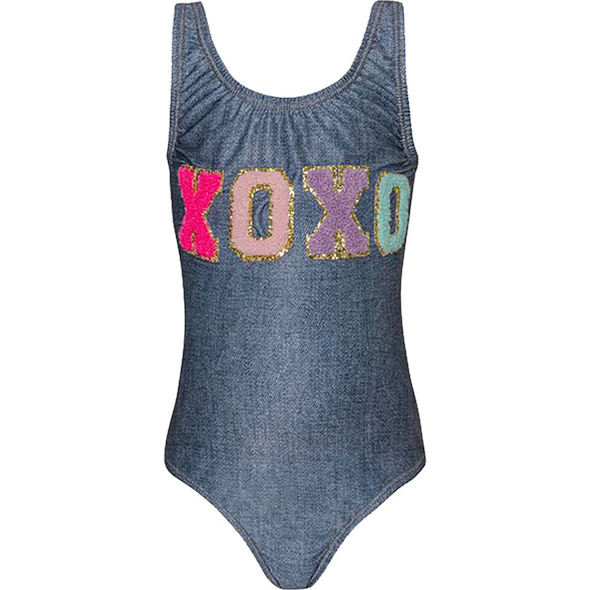 Xoxo Embroidered One-Piece Swimsuit, Indie Sky