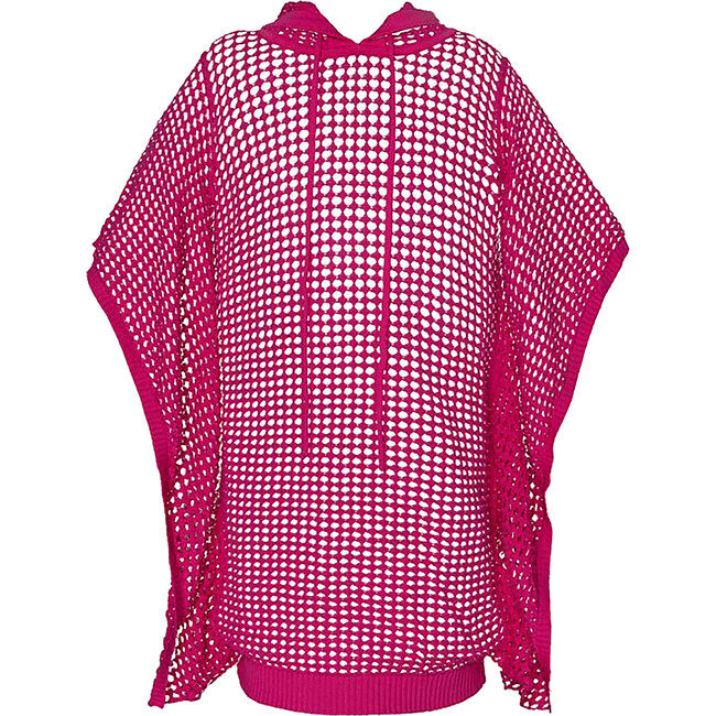 Reagan Textured Airy Fit Cover-Up Poncho, Hot Pink