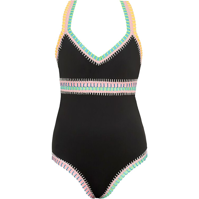 Rainbow Embroidered Waist One-Piece, Black Pier