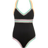 Rainbow Embroidered Waist One-Piece, Black Pier - One Pieces - 1 - thumbnail