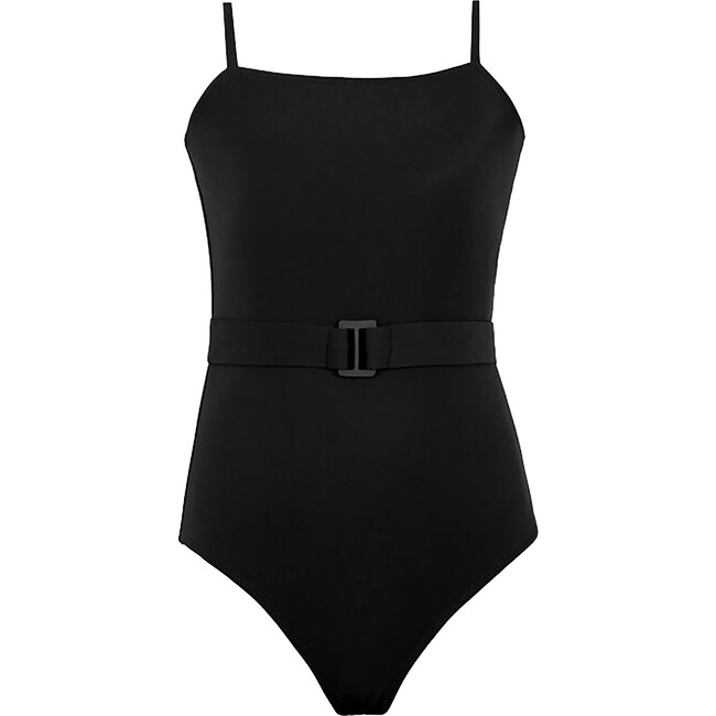 Brixtyn Spaghetti Straps Chic Belt One-Piece, Black Pier