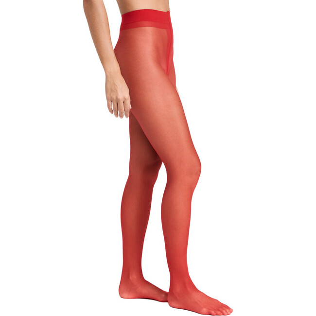 Women's Avery Top Control Waistband Semi-Sheer Tights, Red